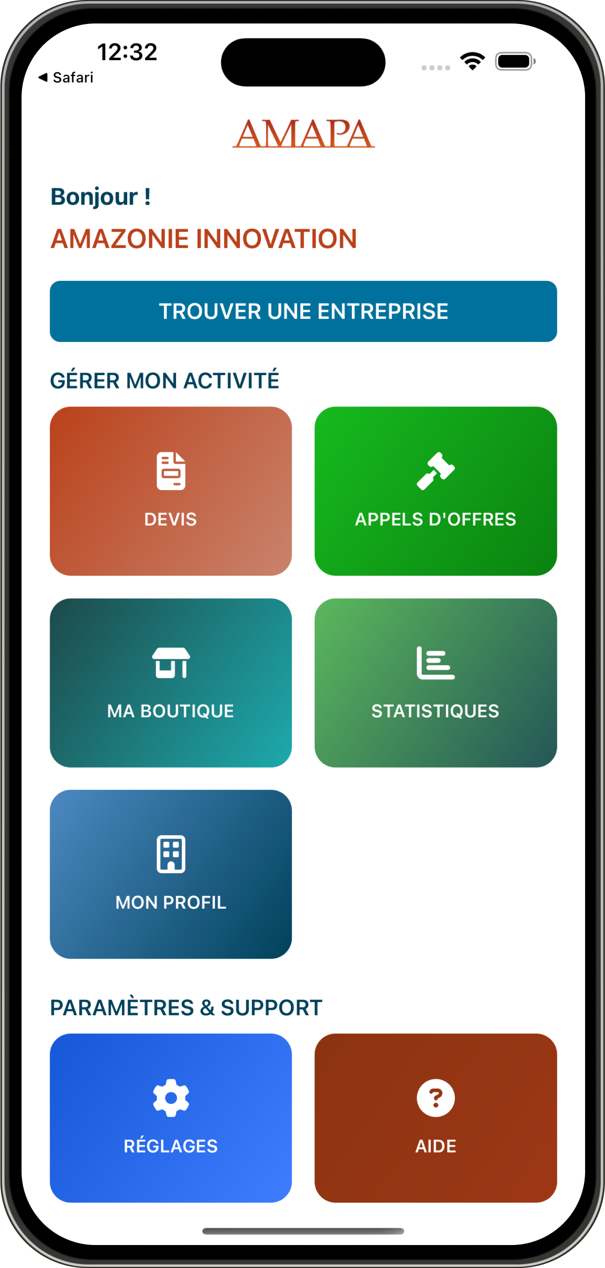 Capture d'écran amapa professionnels